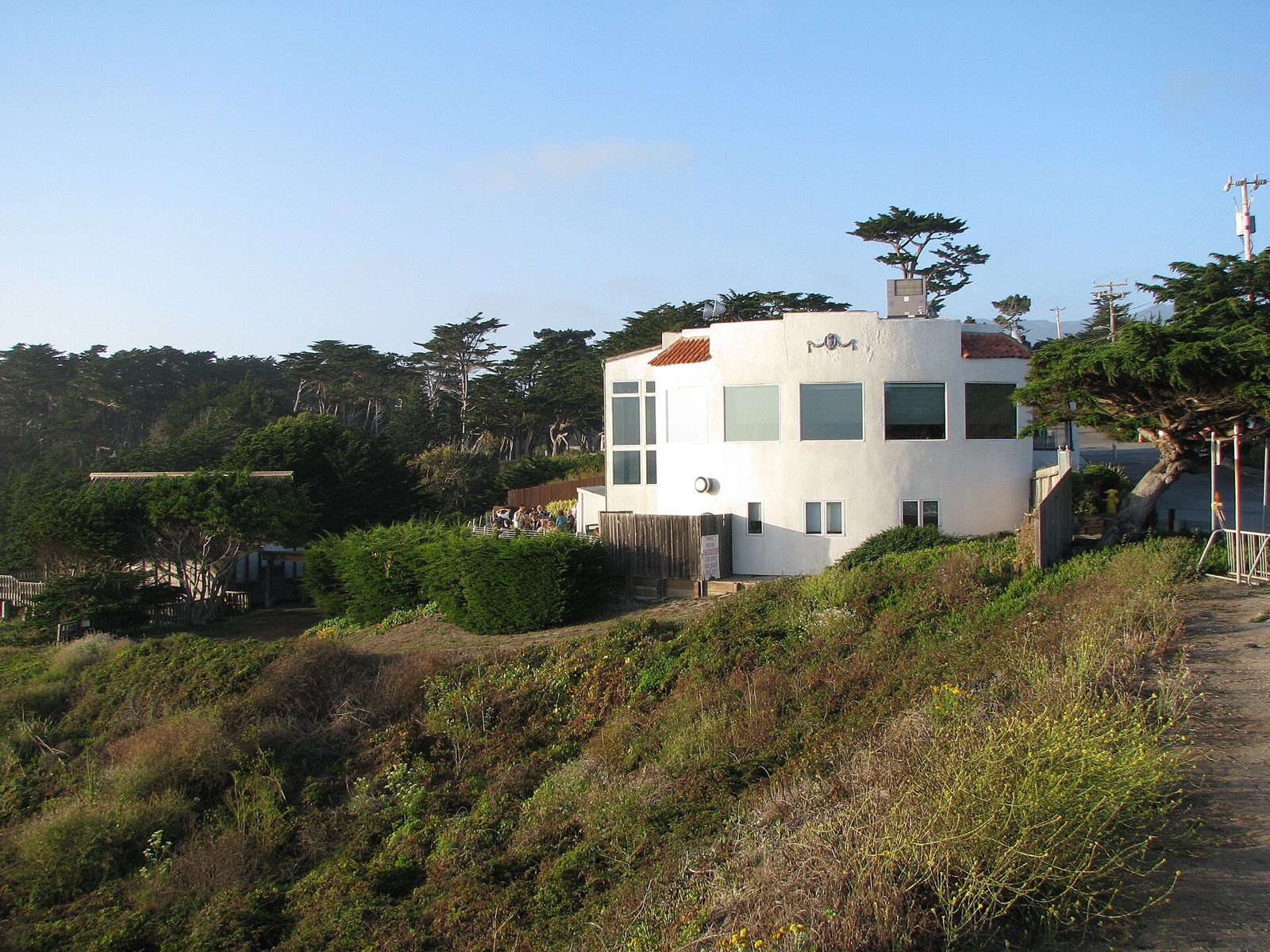 Cliffside restaurant building above the Pacific