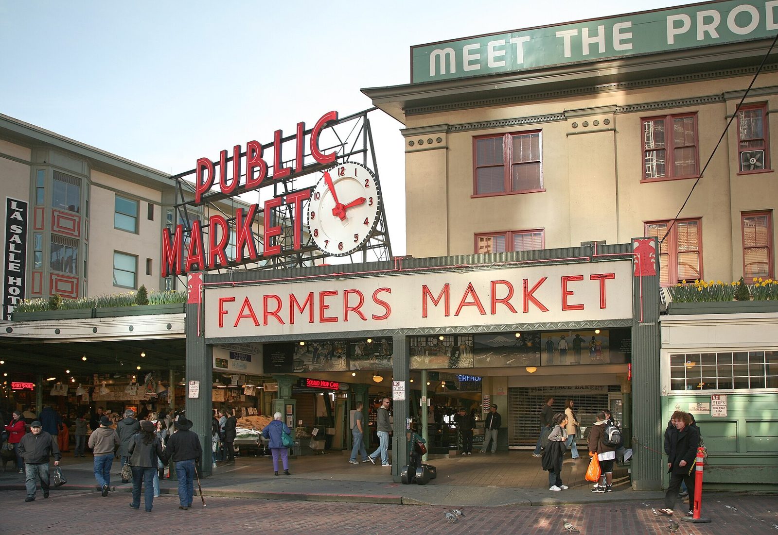 Pike Place Market's Public Market sign and clock