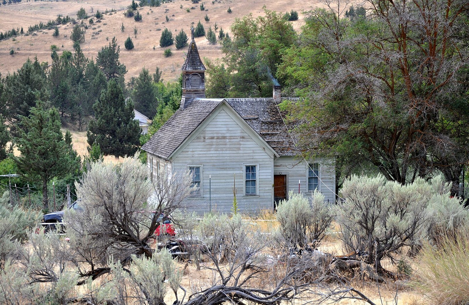 Weathered wooden church in Richmond